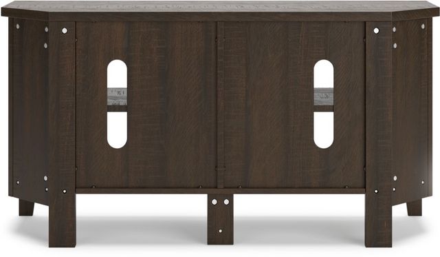 Signature Design by Ashley® Camiburg Warm Brown Corner TV Stand with 2 Shelves-3