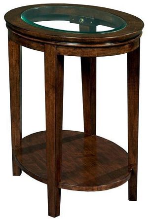Kincaid® Elise Glass Top Maple Oval End Table with Amaretto Base