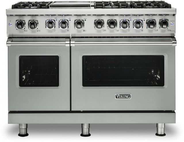 Viking® 5 Series 48" Arctic Grey Pro Style Dual Fuel Liquid Propane Gas Range with 12" Griddle