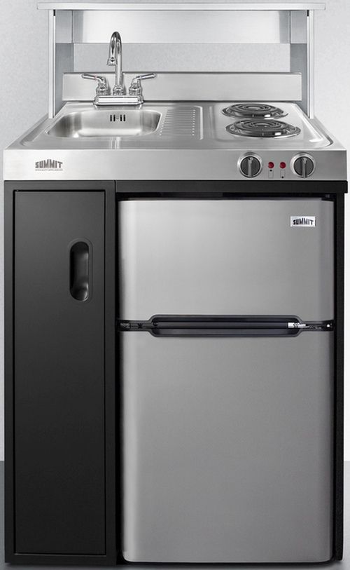 Summit® 30" Black and Stainless Steel All-In-One Kitchenette-3