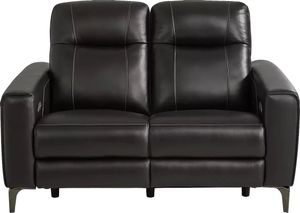 Parkside Heights Black Cherry Leather Dual Power Reclining Loveseat