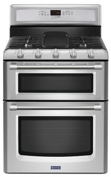 Maytag Gemini® 30" Free Standing Gas Double Oven Range-Stainless Steel