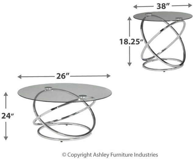 Tables d'appoint ronde 3 morceaux Hollynyx, argent, Signature Design by Ashley® 1