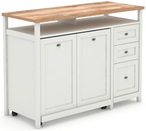 Sauder® Cottage Road® Lintel Oak®/White TV Credenza with Hidden Pull-Out Desk