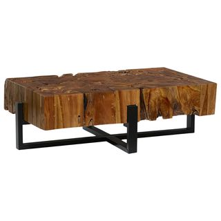 Uma Brown Teak Wood Rustic Coffee Table