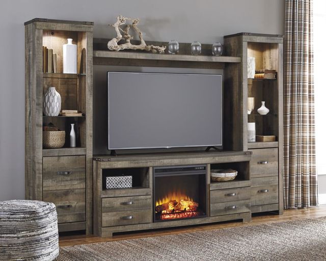 Signature Design by Ashley® Trinell Brown 4 Piece Entertainment Center with Fire Place Insert-1