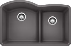 Blanco® Diamond™ 32" Cinder Undermount Double Bowl Kitchen Sink