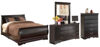 Signature Design by Ashley® Huey Vineyard 4-Piece Black Full Youth Sleigh Bed Set