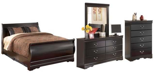 Signature Design by Ashley® Huey Vineyard 4-Piece Black Full Youth Sleigh Bed Set