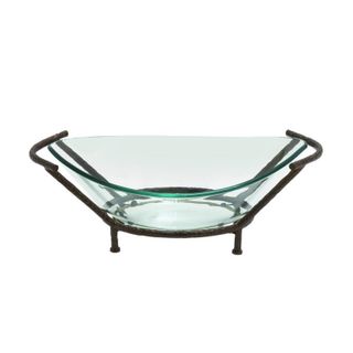 Uma Home Glass Bowl with Metal Stand 26x9