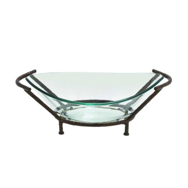 Uma Home Glass Bowl with Metal Stand 26x9-0