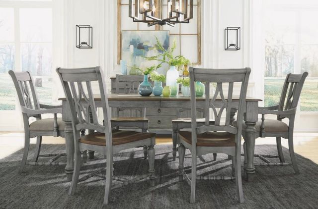 Flexsteel® Plymouth® Distressed Graywash Rectangular Dining Table 7