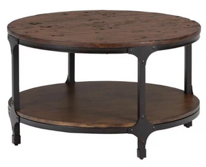 Jofran Inc. Urban Nature Brown Round Cocktail Table with Black Frame