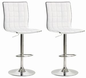 Coaster® Ashbury Set of 2 White/Chrome Upholstered Adjustable Stools