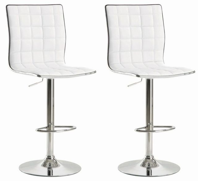 Coaster® Ashbury 2-Piece White/Chrome Upholstered Adjustable Stools