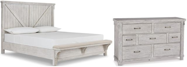 Signature Design by Ashley® Brashland 2-Piece White King Panel Bed Set