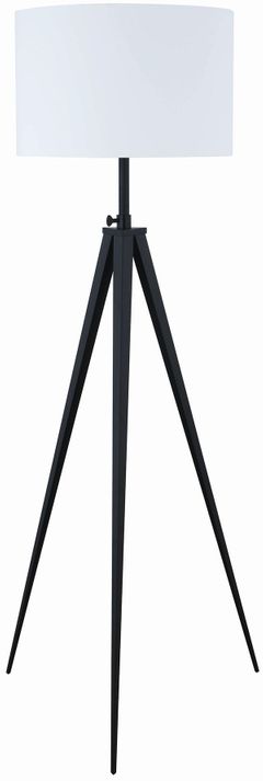 Coaster® White/Black Drum Adjustable Height Tripod Floor Lamp