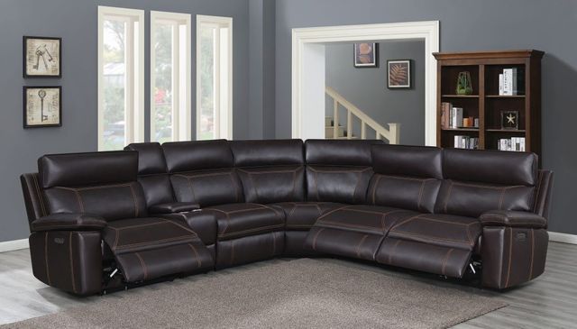 Coaster® Albany 6-Piece Brown Power Headrest Sectional 15
