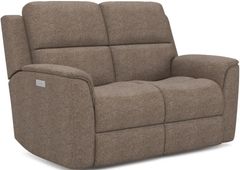 Flexsteel® Henry Hickory Power Reclining Loveseat with Power Headrests and Lumbar