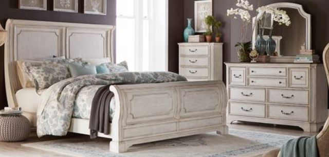 Liberty Abbey Road 4-Piece Churchill Brown/Porcelain White Queen Sleigh Bed Set-0