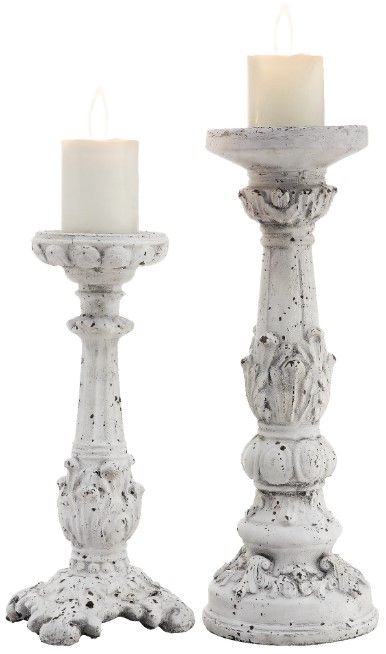 Crestview Collection Victorian 2-Piece White Candleholder Set-1