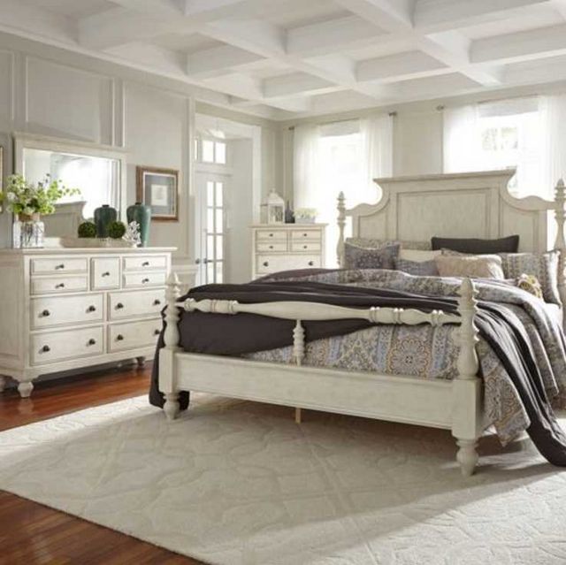 Liberty High Country 4-Piece Antique White King Poster Bedroom Set-0