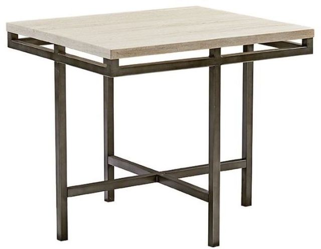 Hammary® East Park White Rectangular End Table with Gunmetal Base