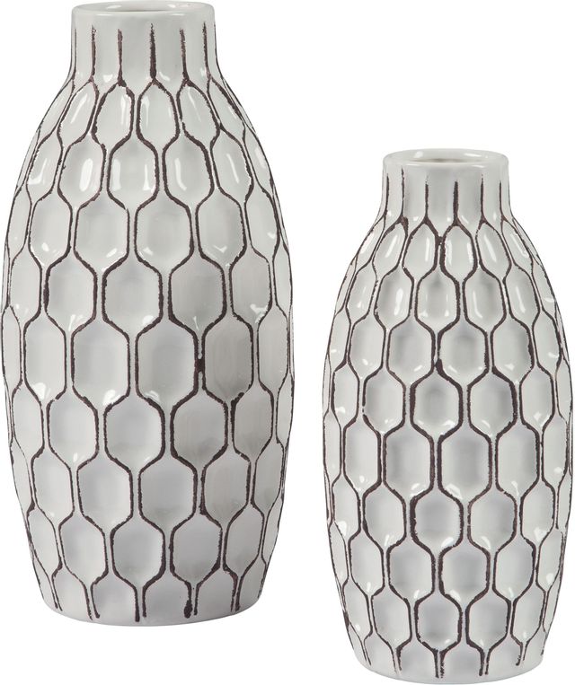 Signature Design by Ashley® Dionna Set of 2 White Vase Set