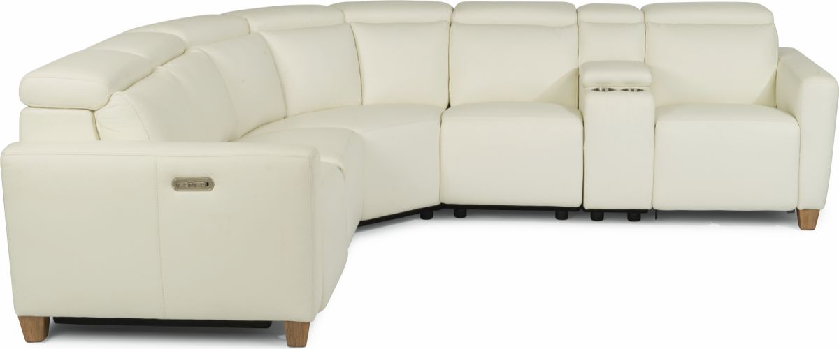 Flexsteel White Astro Leather Reclining Sectional