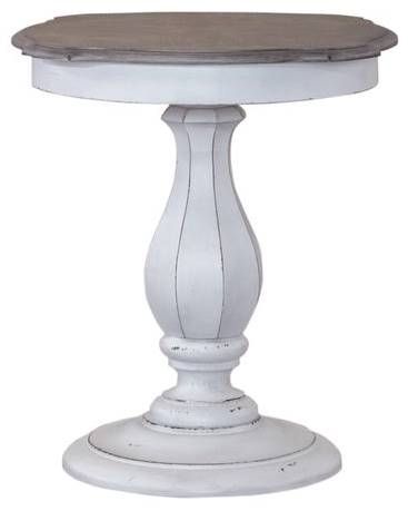 Liberty Magnolia Manor Antique White/Weathered Bark Accent Table-0