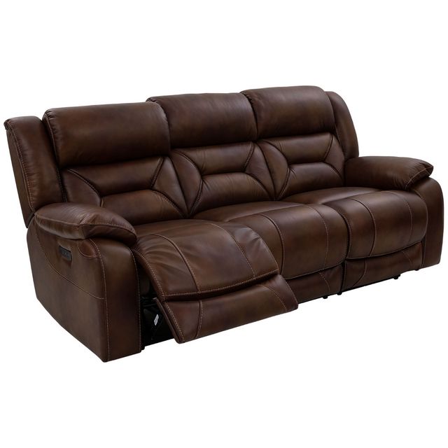Cheers Roswell Brown Leather Power Reclining Sofa-2