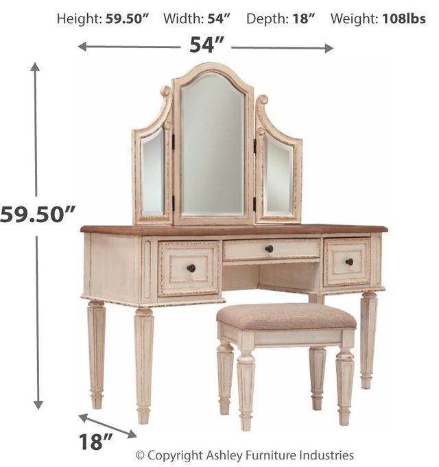 Signature Design by Ashley® Realyn Antiqued Two Tone 2 Piece Vanity Set 2