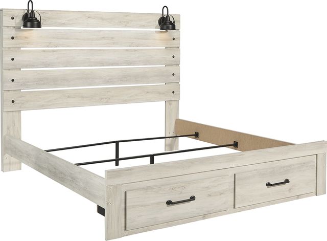 Signature Design by Ashley® Cambeck Whitewash Queen Panel Bed with 2 Storage Drawers 1