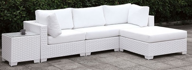 white cushion patio set