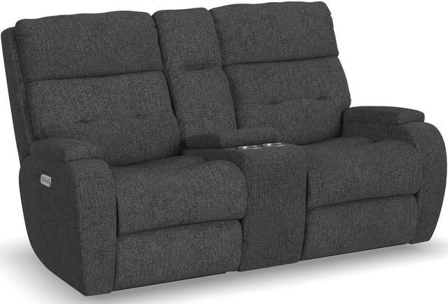 Flexsteel® Strait Steel Power Reclining Loveseat with Console and Power ...