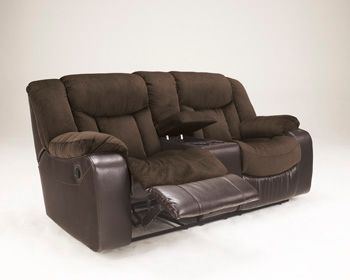 Signature Design by Ashley® Tafton Java Reclining Loveseat with Console