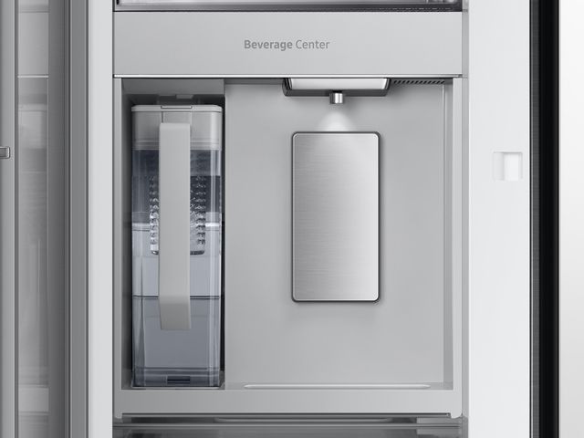 Samsung Bespoke 30 Cu. Ft. White Glass 3-Door French Door Refrigerator with Beverage Center™ 5