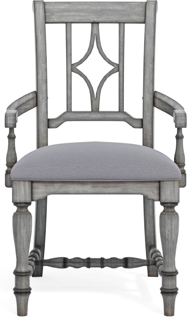Flexsteel® Plymouth® Weathered Graywash Upholstered Arm Dining Chair-1