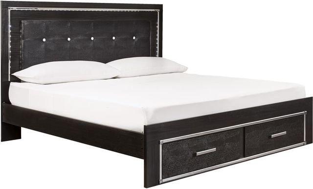 Signature Design by Ashley® Kaydell Black King Upholstered Panel Storage Bed