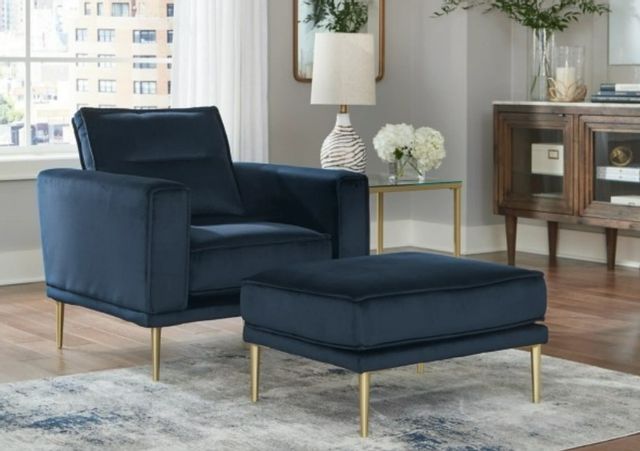 Signature Design by Ashley® Macleary 2-Piece Navy Chair and Ottoman Set-3