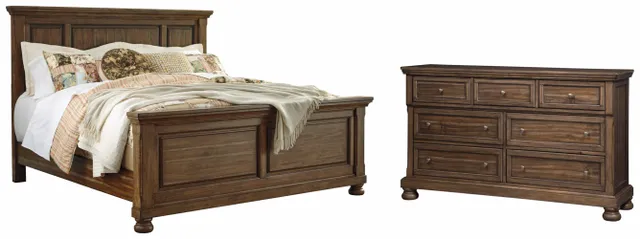Signature Design by Ashley® Flynnter 2-Piece Medium Brown King Panel Bed Set