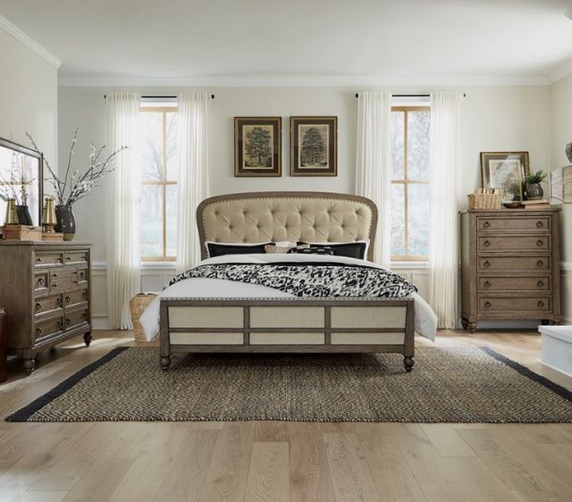 Liberty Americana Farmhouse 4-Piece Beige/Dusty Taupe Queen Bedroom Set-0