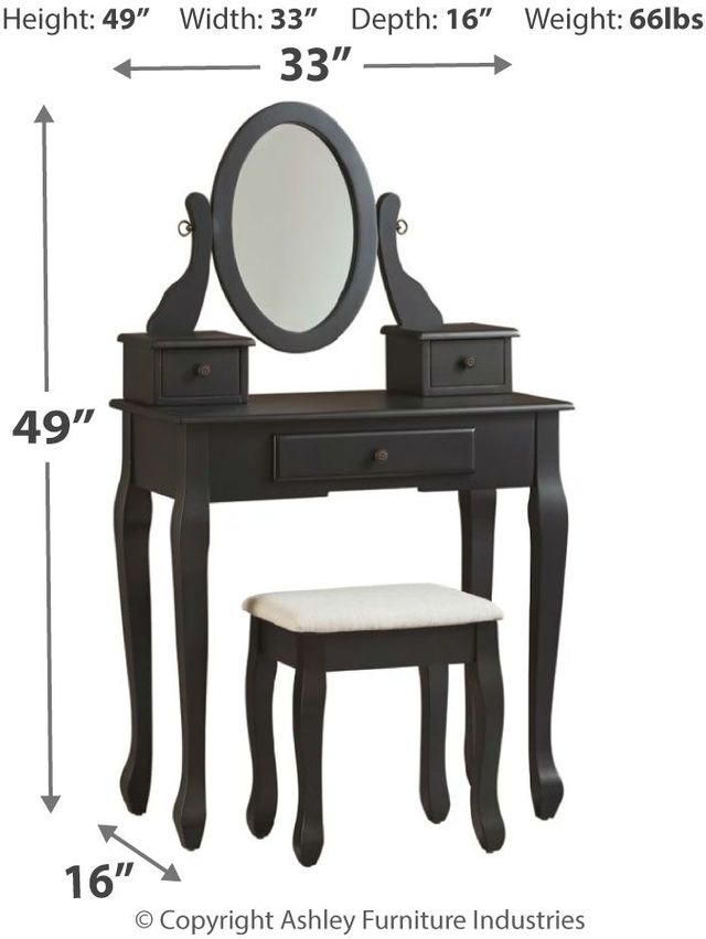 Signature Design by Ashley® Huey Vineyard Black Vanity with Mirror and Stool Set 1