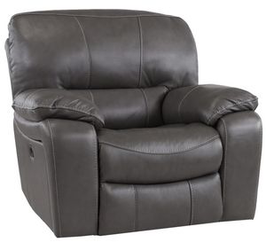 Man Wah Gray Leather Power Recliner