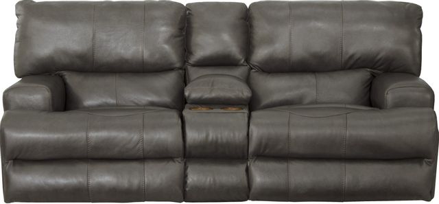 Catnapper® Wembley Steel Lay Flat Power Reclining Loveseat with Console and Power Headrest