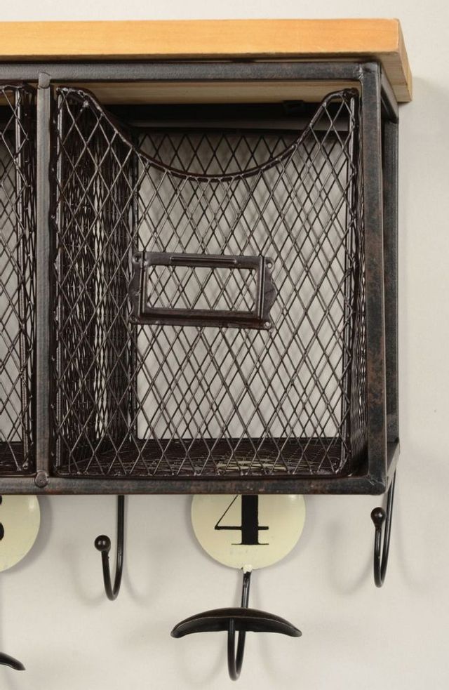 Linon Black Iron Four Basket Wall Organizer-1