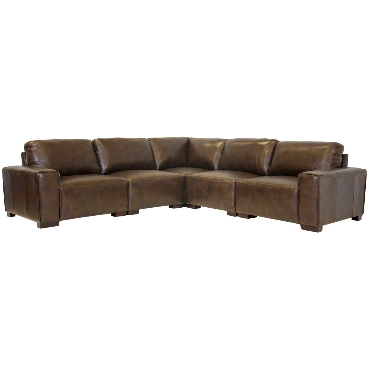 Leather Italia Bohemian Chestnut Leather 5 piece Sectional Sofa