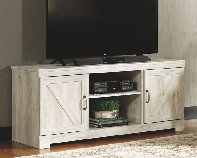 Signature Design by Ashley® Bellaby Whitewash Large TV Stand with Fireplace Option 5
