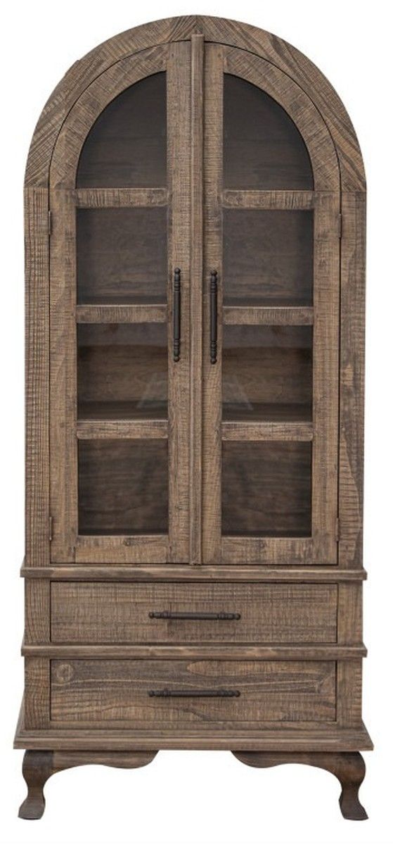 International Furniture Direct Arlette Gray-Brown Cabinet Bookcase ...