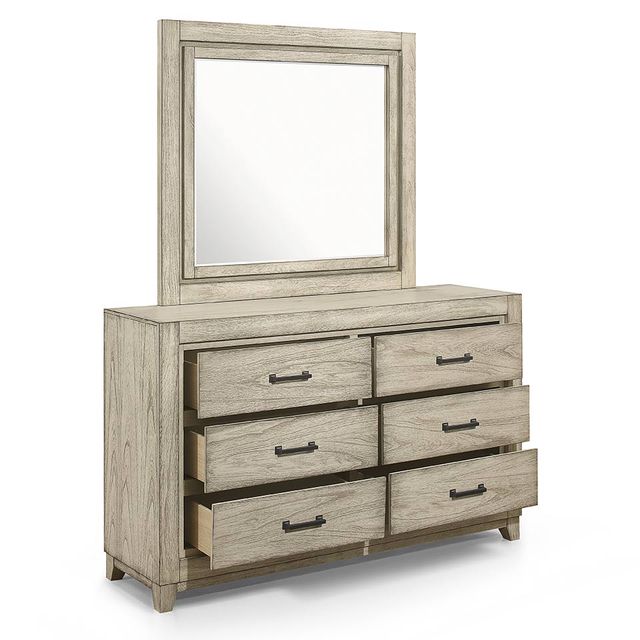 New Classic Home Furnishings Ashland Rustic White Dresser & Mirror-2
